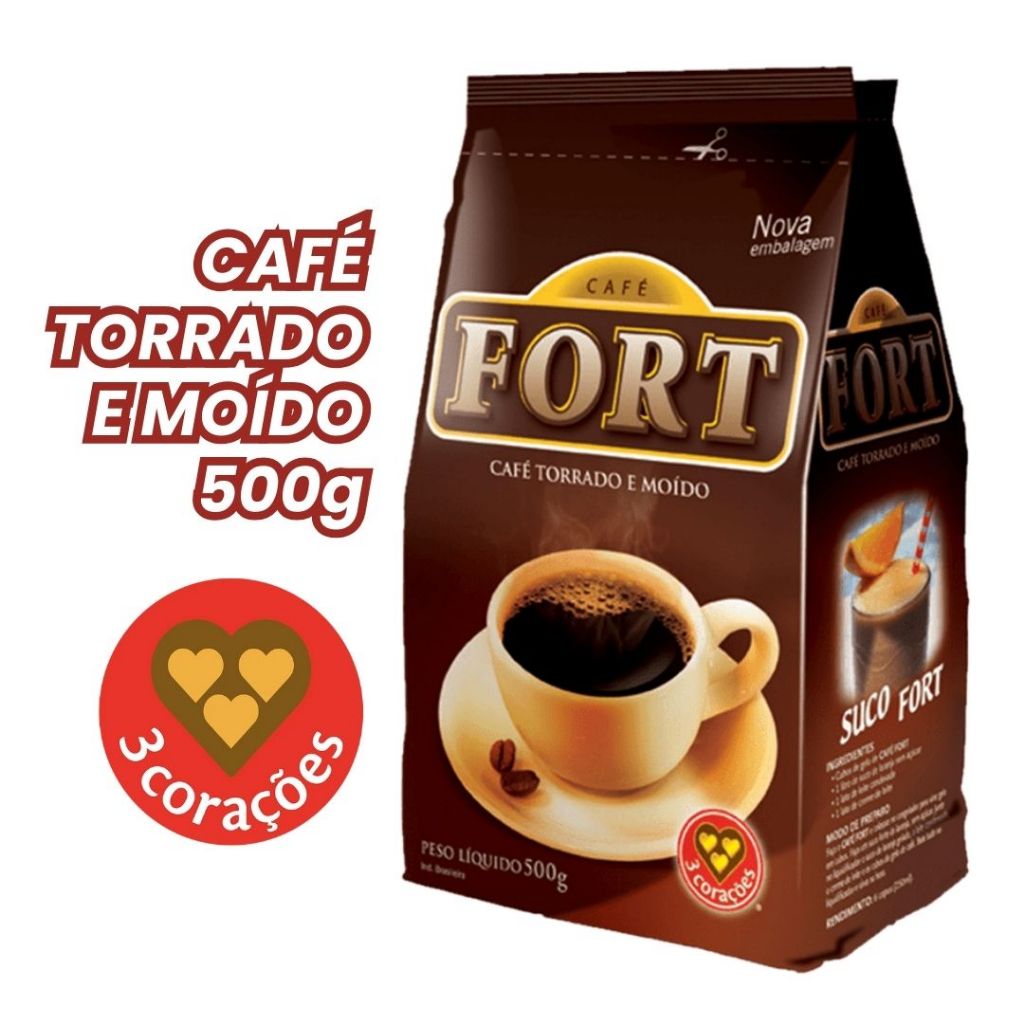 Café Fort 3 Corações Extraforte Torrado e Moído 250g e 500g