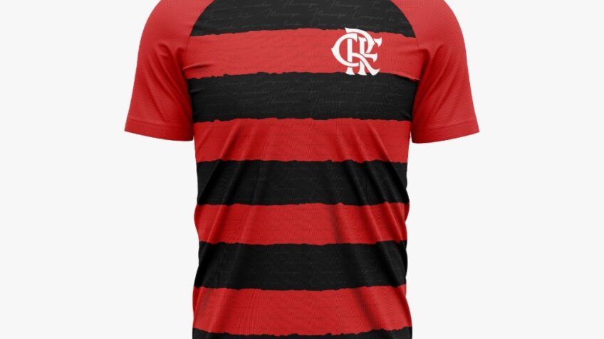 Camiseta Flamengo Manto Adulto Dry Max Listrada com Trechos do Hino Oficial
