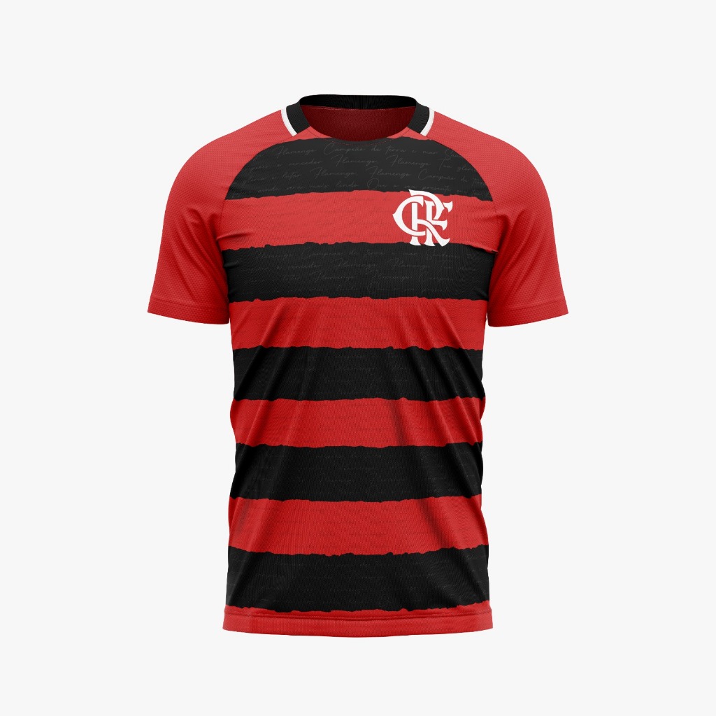 Camiseta Flamengo Manto Adulto Dry Max Listrada com Trechos do Hino Oficial