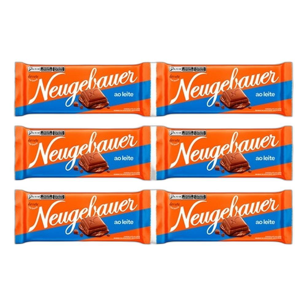 Kit 06 Barras Chocolate Neugebauer Ao Leite 80 G