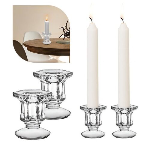 Kit 2 Porta Castiçal De Vidro Porta Vela Enfeite Decoração Veneza luxo