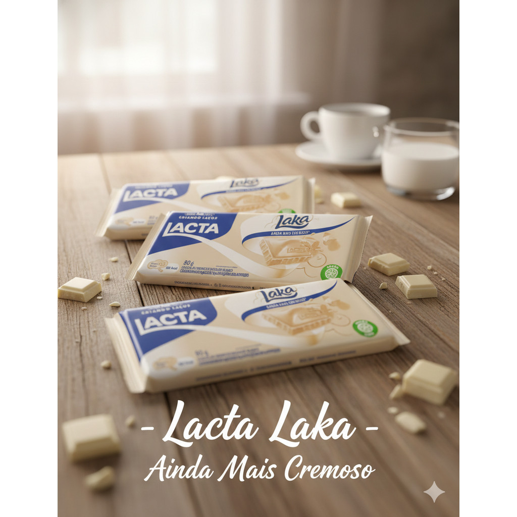 Kit 3 Barras de Chocolate Lacta Laka Branco 80g - Páscoa/ Lembranças/ Brinde/ Aniversário/ Promoção