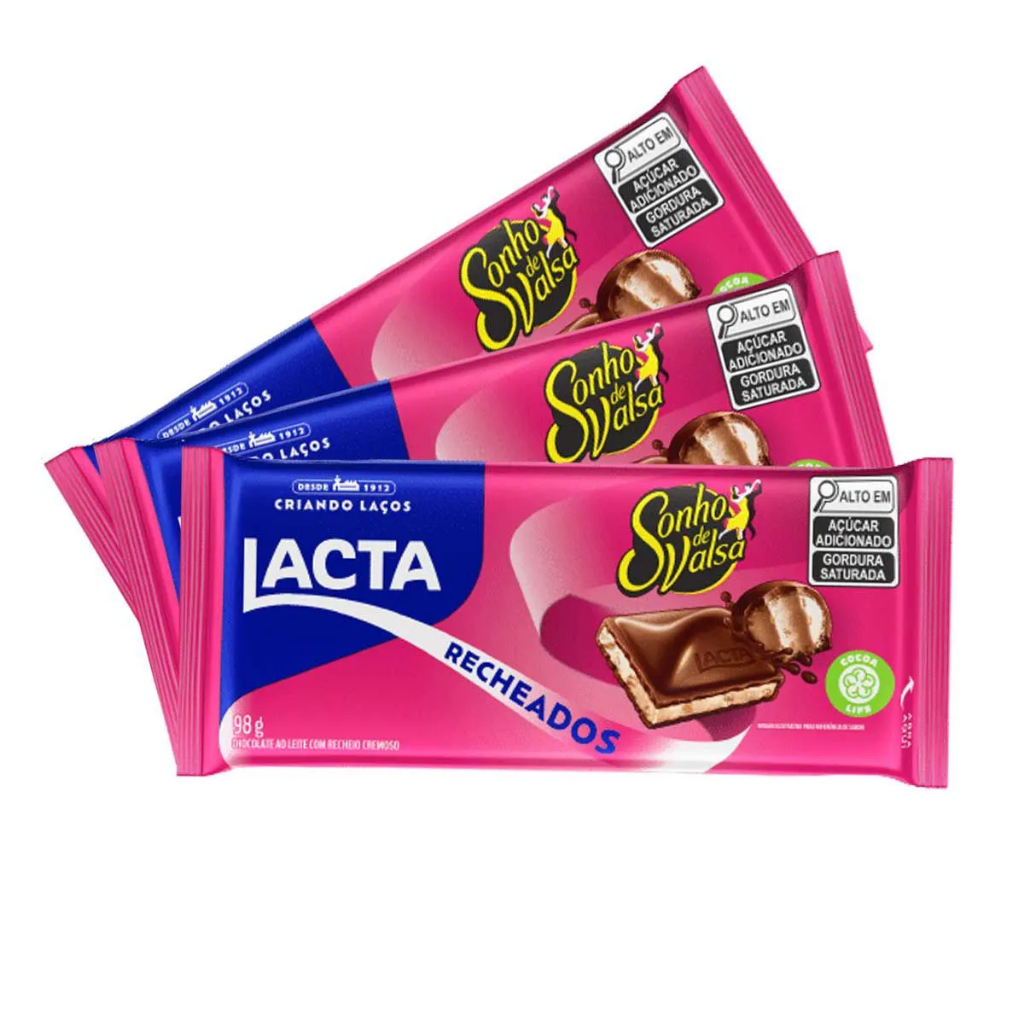 Kit 3 Barra Sonho de Valsa de 98g chocolate recheio cremoso Lacta