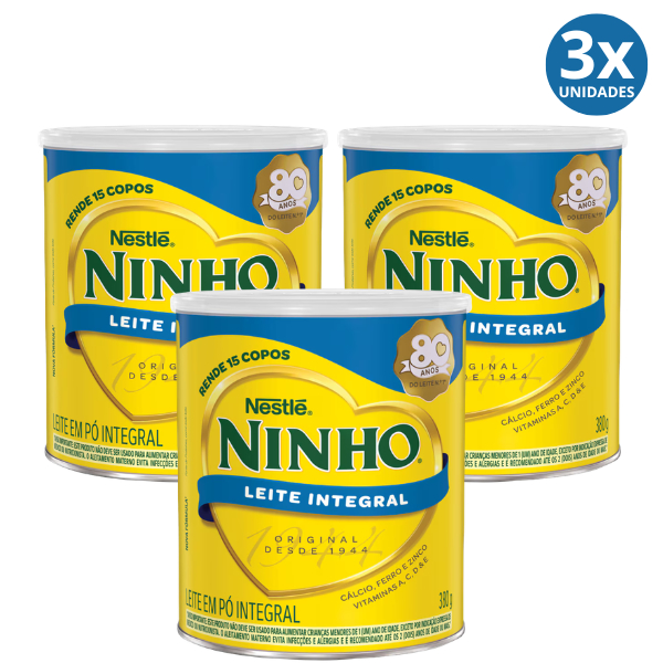 Kit 3x Leite em Pó Ninho Integral 380g