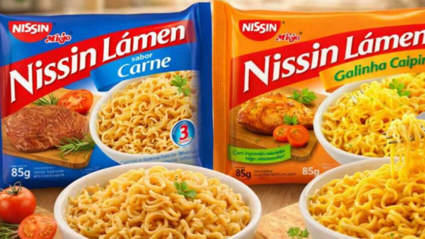 Kit C/10 Miojos Nissin Lámen Sabores Galinha e Carne
