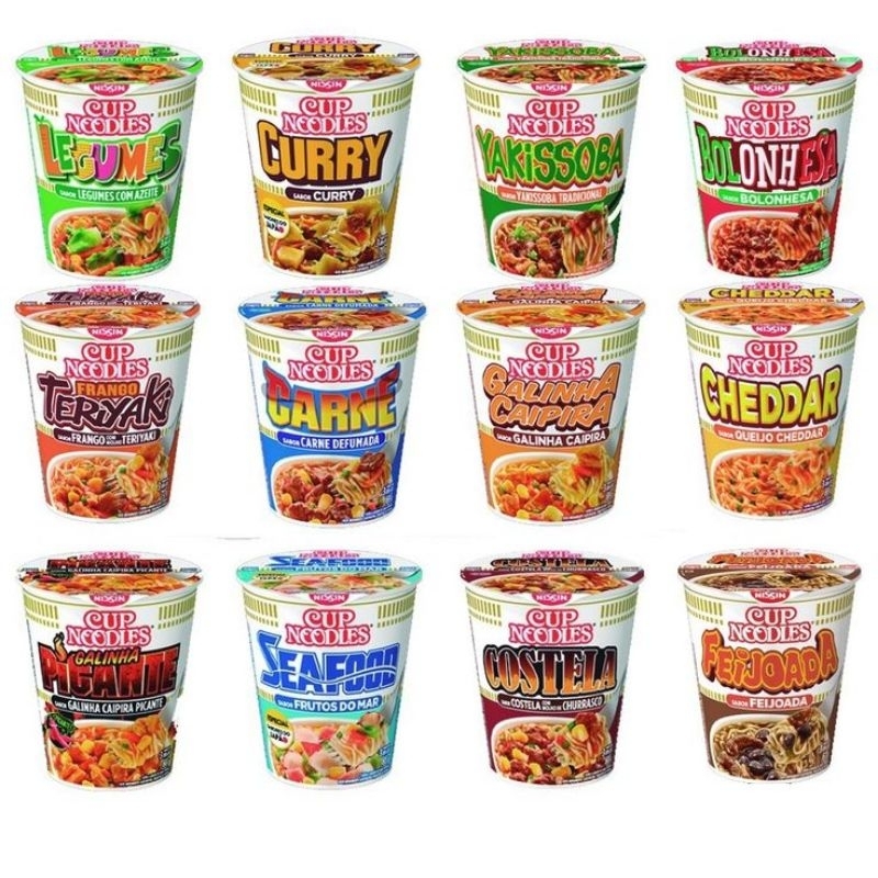 Kit com 6 Cup Noodles Nissin 69g – Sabores Sortidos – Macarrão Instantâneo - miojo, asiático