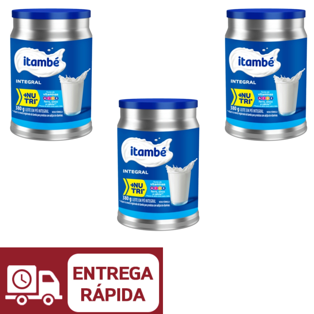 Leite em Pó Integral Itambé 380g Kit 3