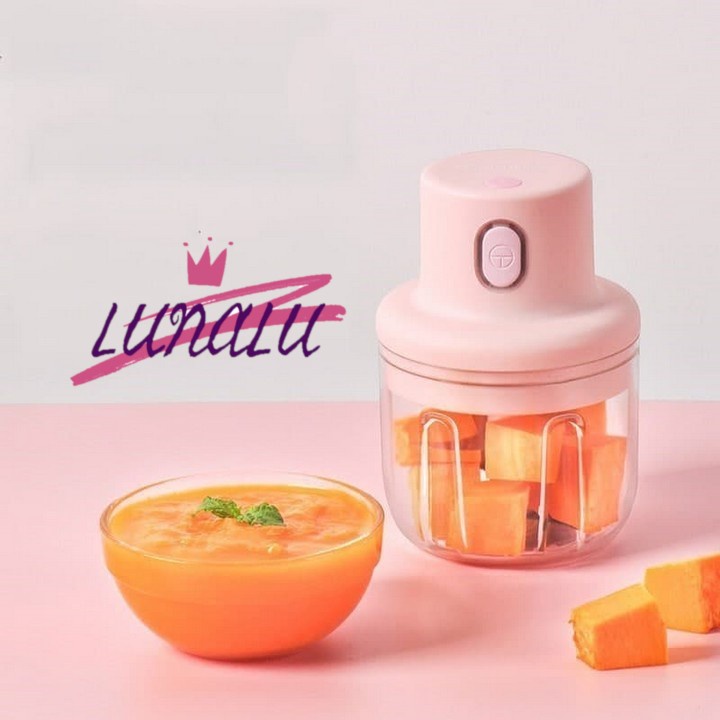 Mini Processador de Alimentos Elétrico ou Manual Moedor Triturador de Alho Recarregável USB Potente