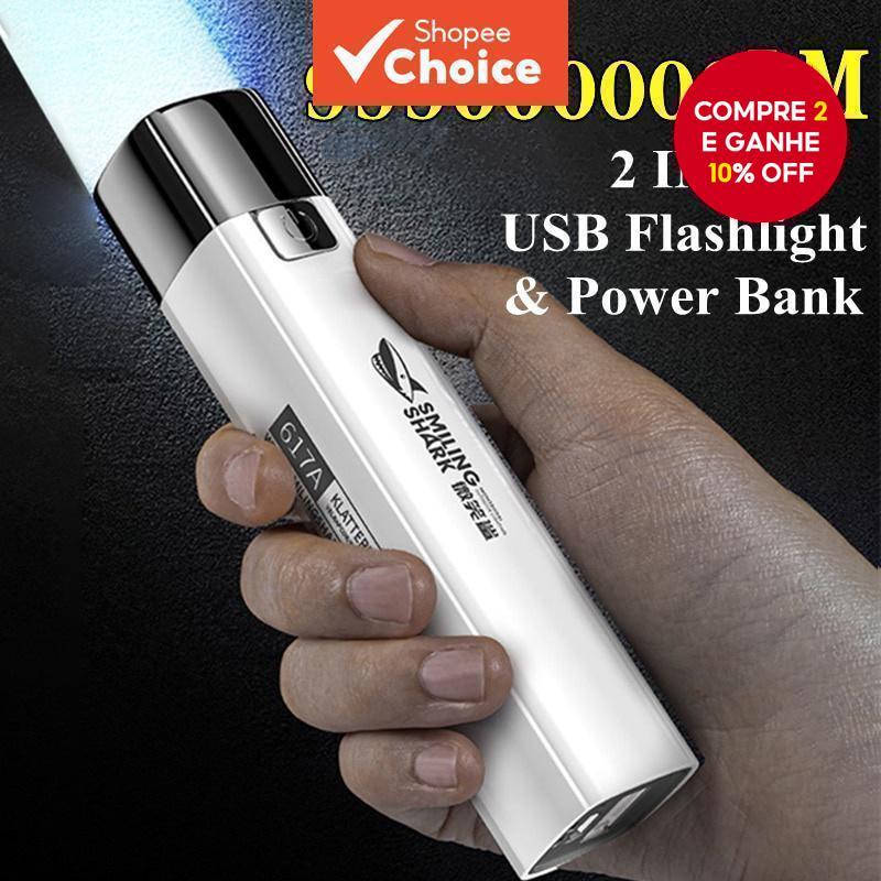 Nova Lanterna Tática LED Ultra Brilhante 2 em 1 Mini Tocha Iluminação Externa 3 Modos Com Cabo de Carregamento USB