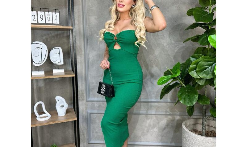 Vestido Midi Feminino Justo Tomara Que Caia Fenda Elegante Festa Noite Balada Casual Chic