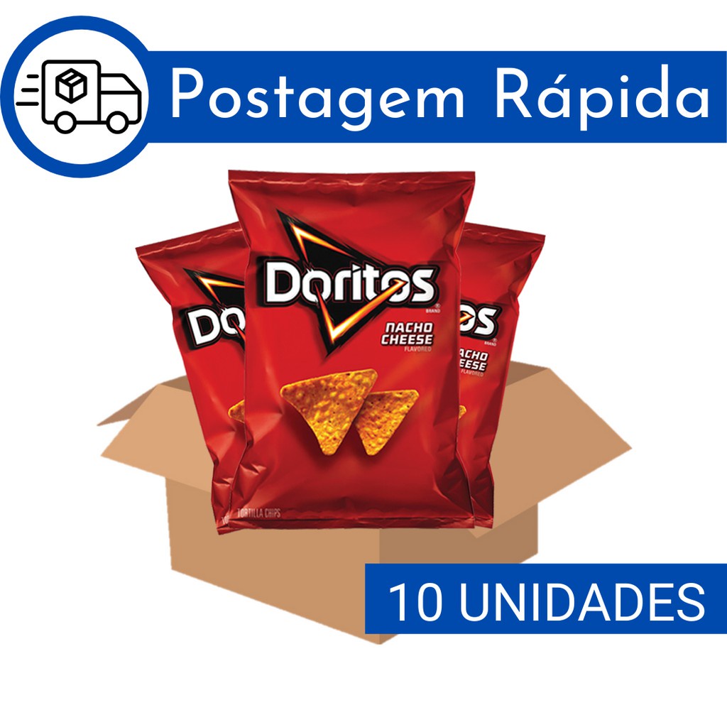 Caixa de Biscoito Salgadinho Doritos Nacho 10 unidades de 22g