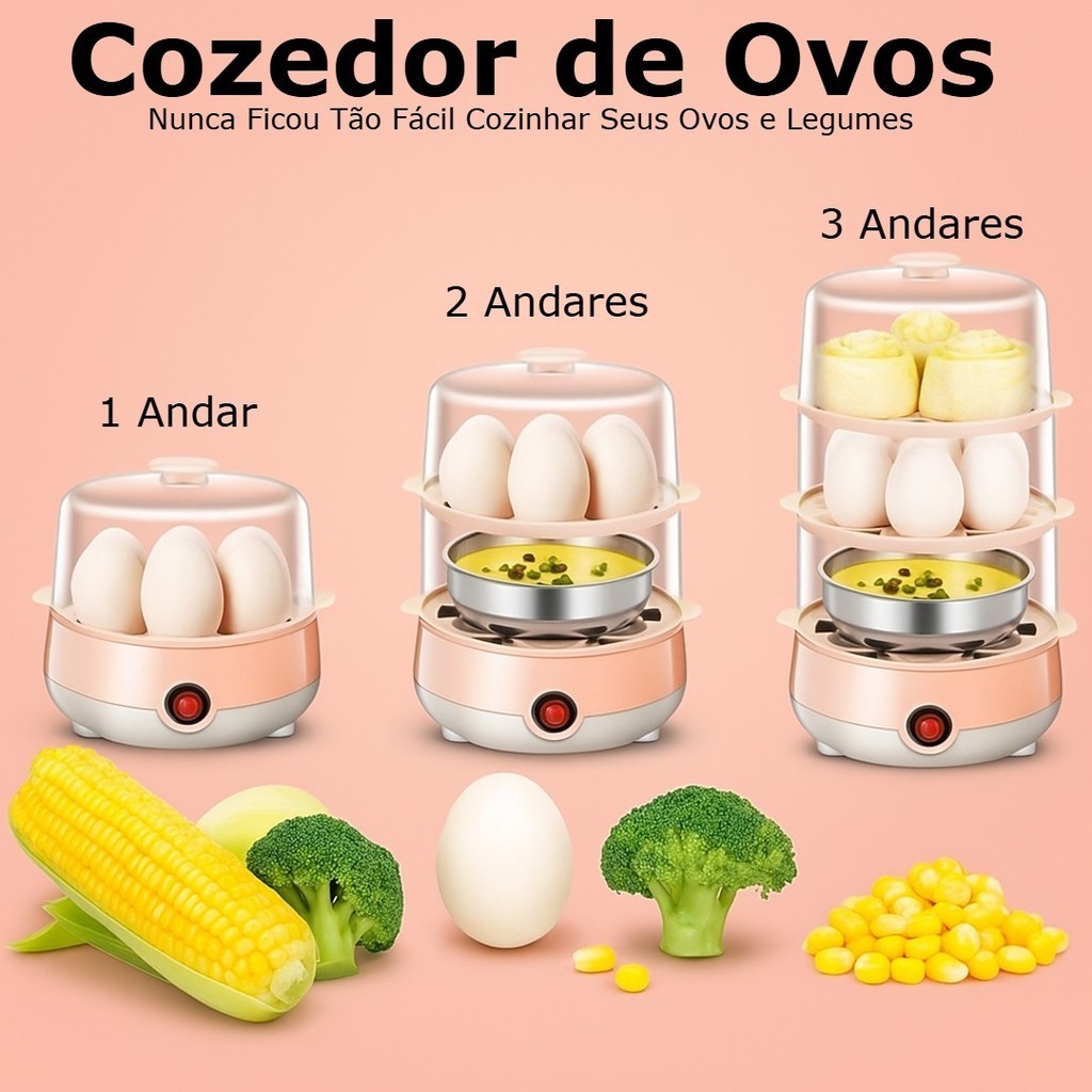 Cozedor De Ovos Elétrico Multifuncional Portátil Elétrico Cozinhar A Vapor 110 Rápido Casa