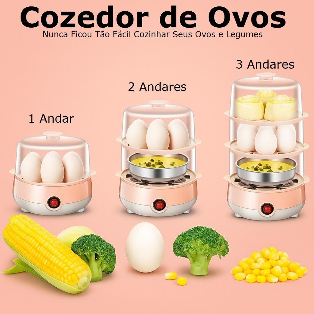 Cozedor De Ovos Elétrico Multifuncional Portátil Elétrico Cozinhar A Vapor 110 Rápido Casa