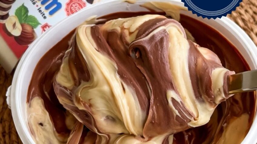 Creme Ganache Chocolate Branco e avelã 1kg - Doces no pote
