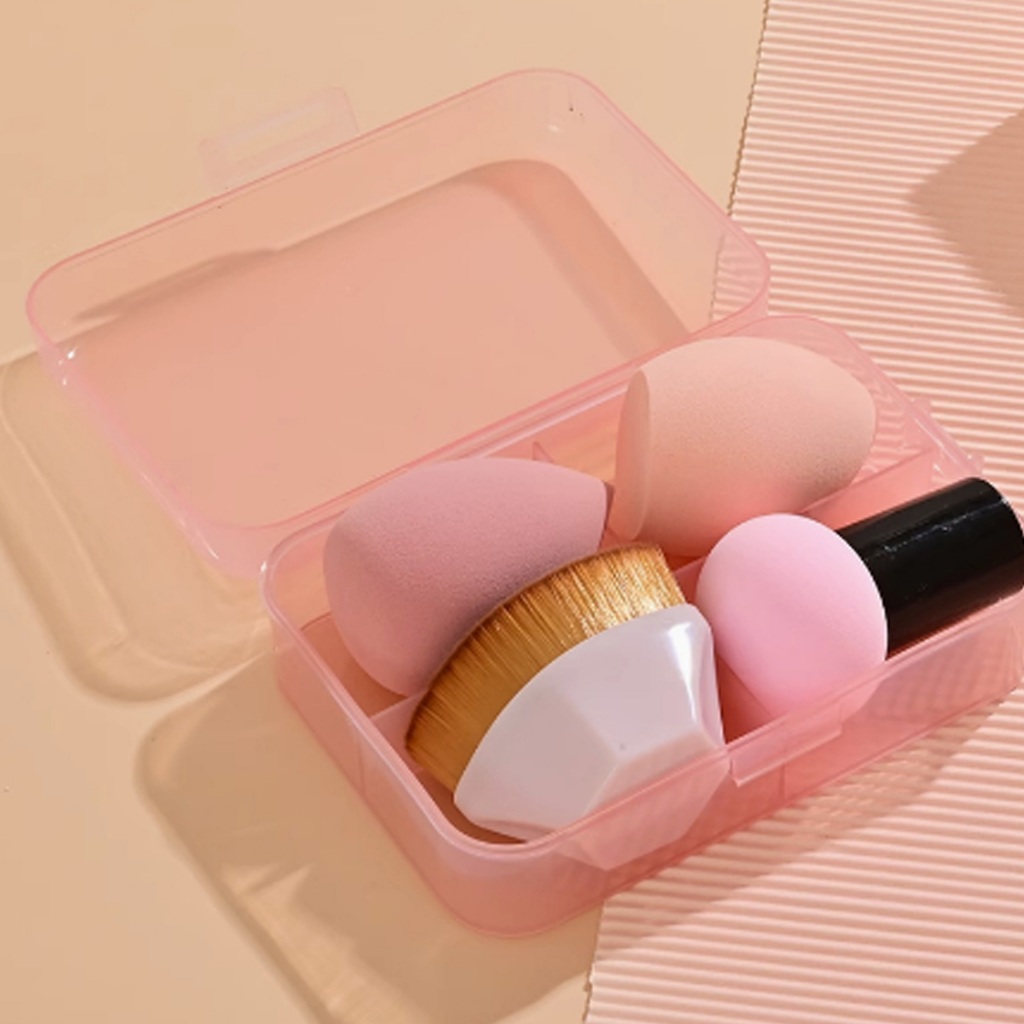 Esponja Conjunto com Pincel de Maquiagem Para Base Alta Qualidade mais 3 Esponjas para Base/Pó e Contorno Pincel Hexagonal Kit