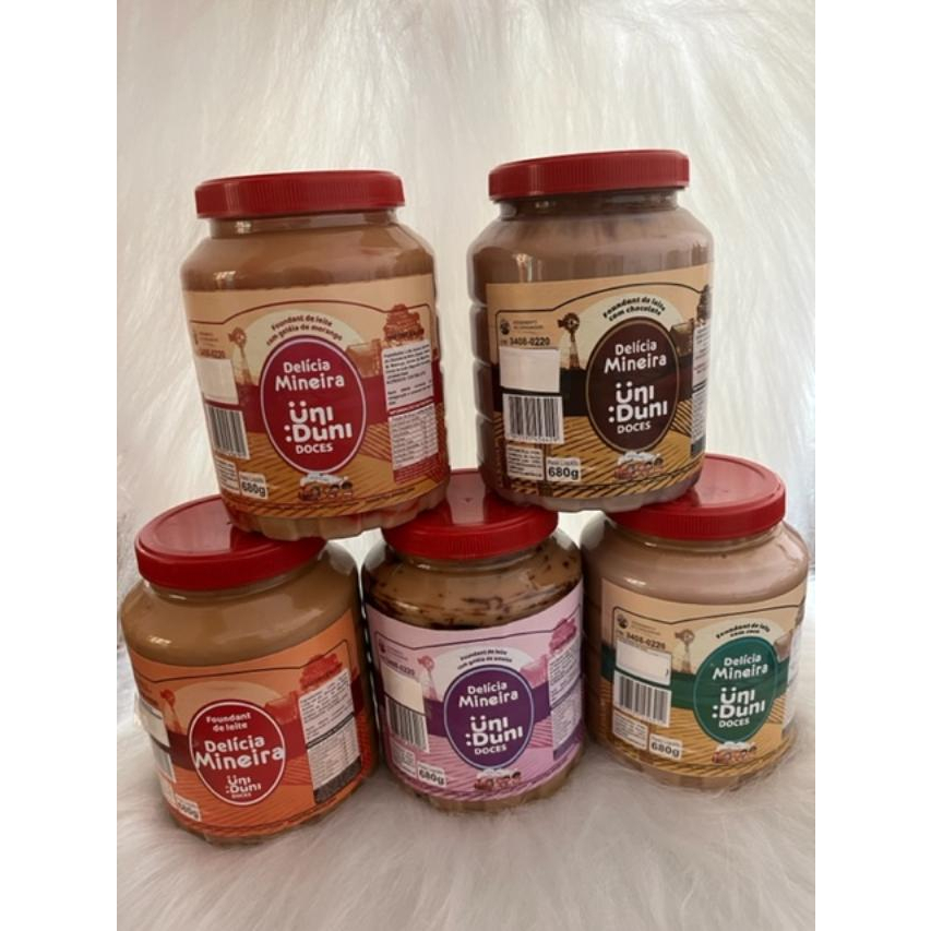 Kit 2 Potes Doce de Leite Diversos Sabores 680g. Uni Duni Doces