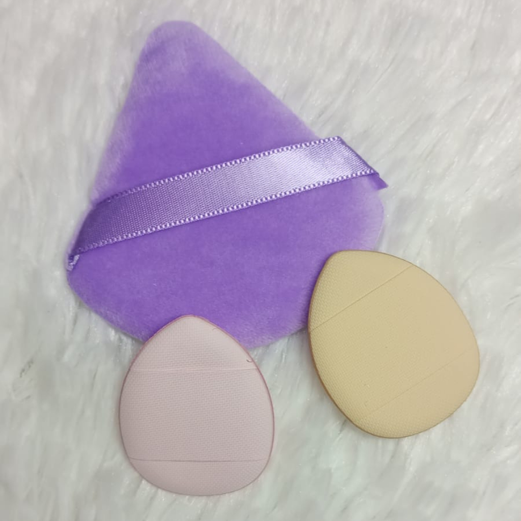 KIT COM 3 ESPONJAS PARA MAQUIAGEM (1 ESPONJA TRIANGULAR DE VELUDO + 2 MINI ESPONJAS)