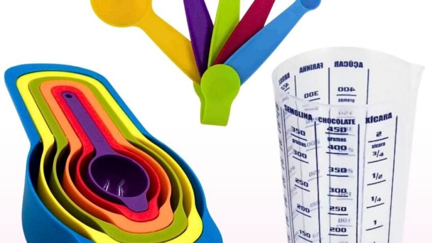 Kit Medidores Para Receitas Trio 5 Colheres Medidoras + 6 Colheres Medidoras + Copo Medidor 500ml