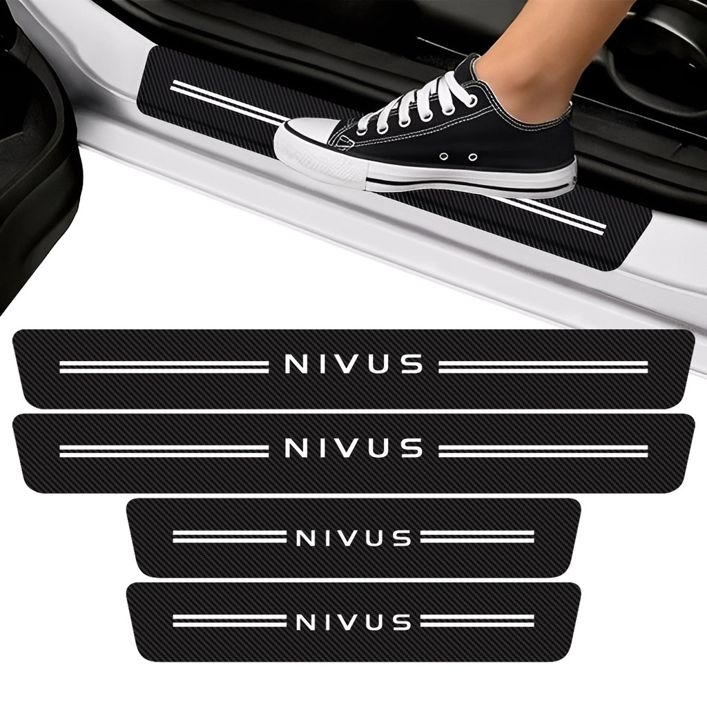 Kit Soleira de Porta Para Nivus Fibra de Carbono Protetora