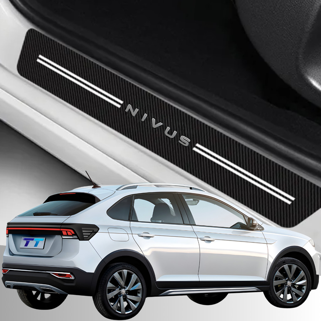 Kit Soleira Fibra Carbono Proteção Porta Vw Nivus 2020 2021 2022 2023 2024 25 26
