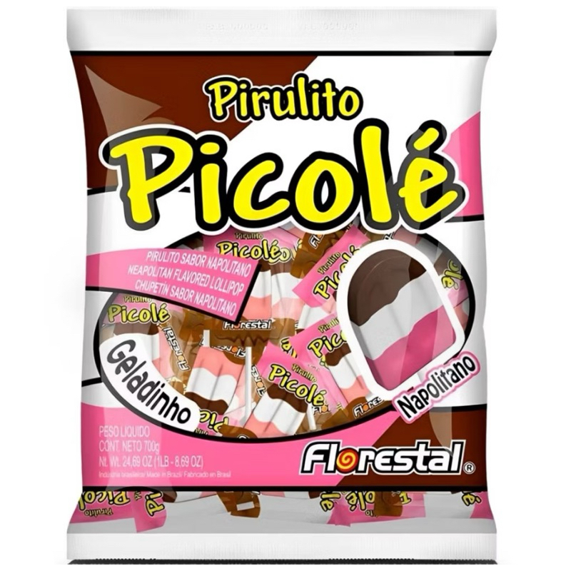 Pirulito Picolé Napolitano C/50 Unidades - Florestal