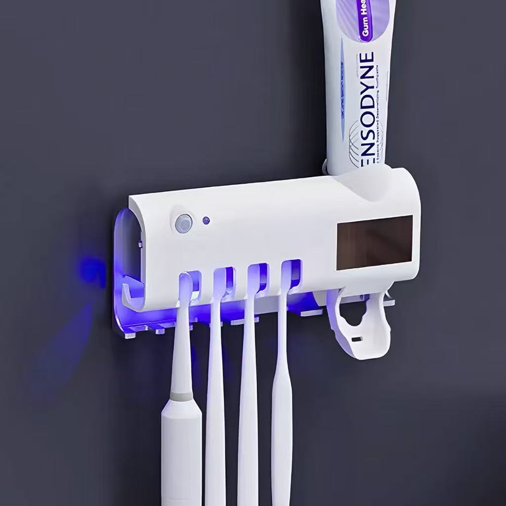 Porta Escova Dentes Com Esterilizador Uv Aplicador Pasta de Dente Suporte Dispenser
