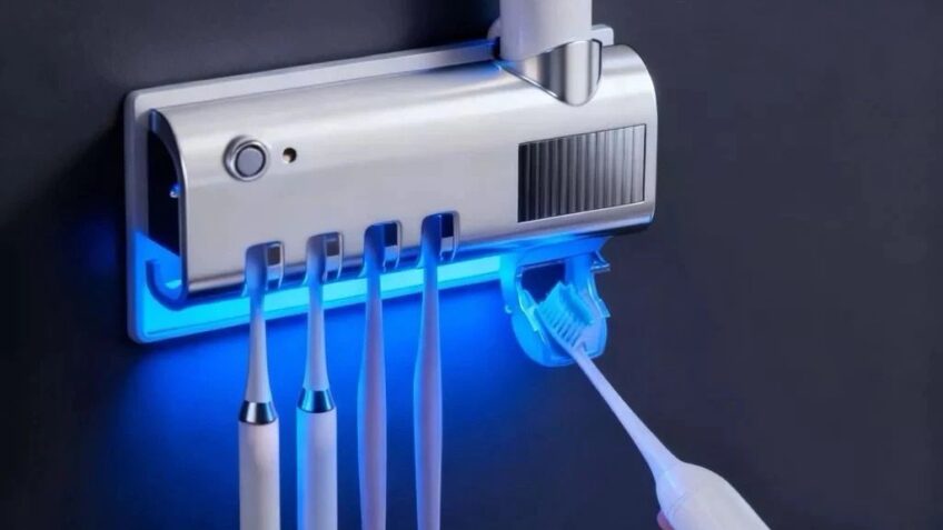 Porta Escova Dentes Com Esterilizador Uv Aplicador Pasta de Dente Suporte Dispenser Escova