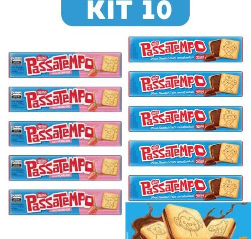 12 Biscoito Bolacha Passa Tempo Chocolate e Morango 130g Biscoito Passatempo”, “Biscoito Morango”, “Biscoito Recheado