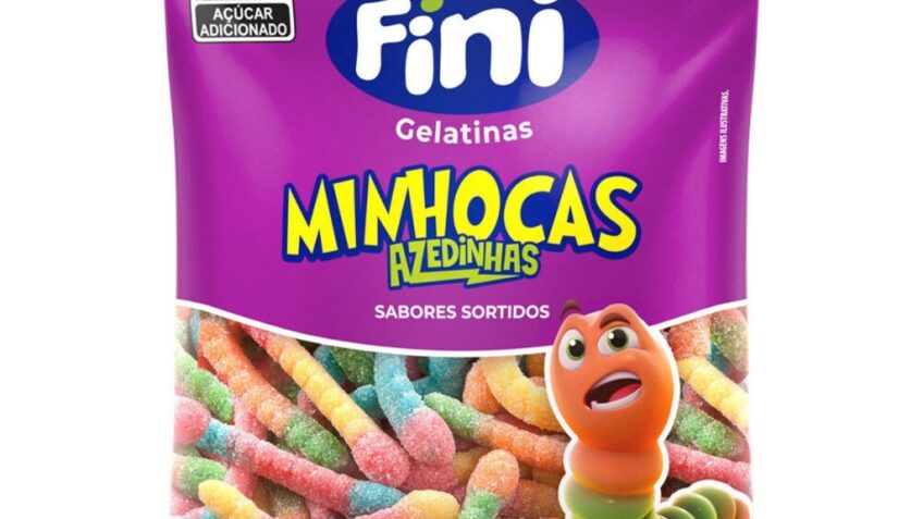 Fini Minhocas Azedinhas Minhoca Cítrica Bala De Gelatina 90g FINI Flex SP