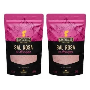 Kit 2 Sal Rosa do Himalaia Fino CantaGallo 500g - Sal Rosa Original Importado Saudável