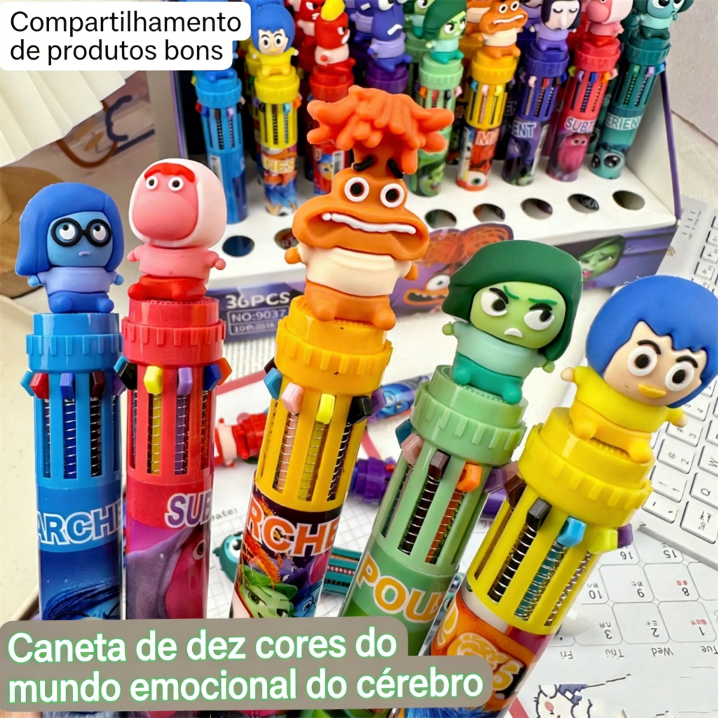 KIt Canetas 10 Cores Papelaria Divertida 10 Cores Caneta Esferográfica Multicolorida Escritório/Escola