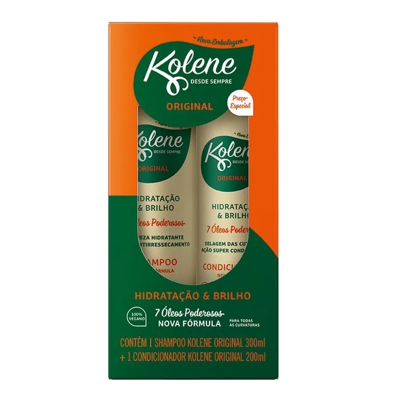 Kit Shampoo Kolene Original Hidratação & Brilho 300ml 1 Unidade + Condicionador Kolene Original Hidratação & Brilho 200m