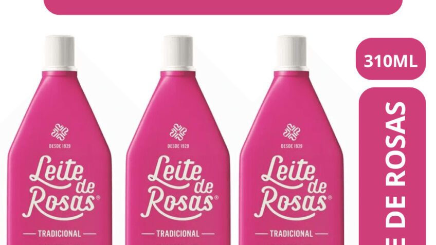 Leite de Rosas Tradicional 310ml Kit com 3 Unidades Loção Corporal Desodorante Leite de Rosas