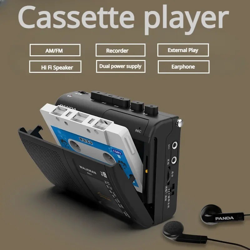 Rádio Portátil AM/FM Retro Cassete De Fita Leitor De Música Walkman Gravadores Com Suporte Para Alto-Falantes Reprodução De Fone De Ouvido De 3,5mm