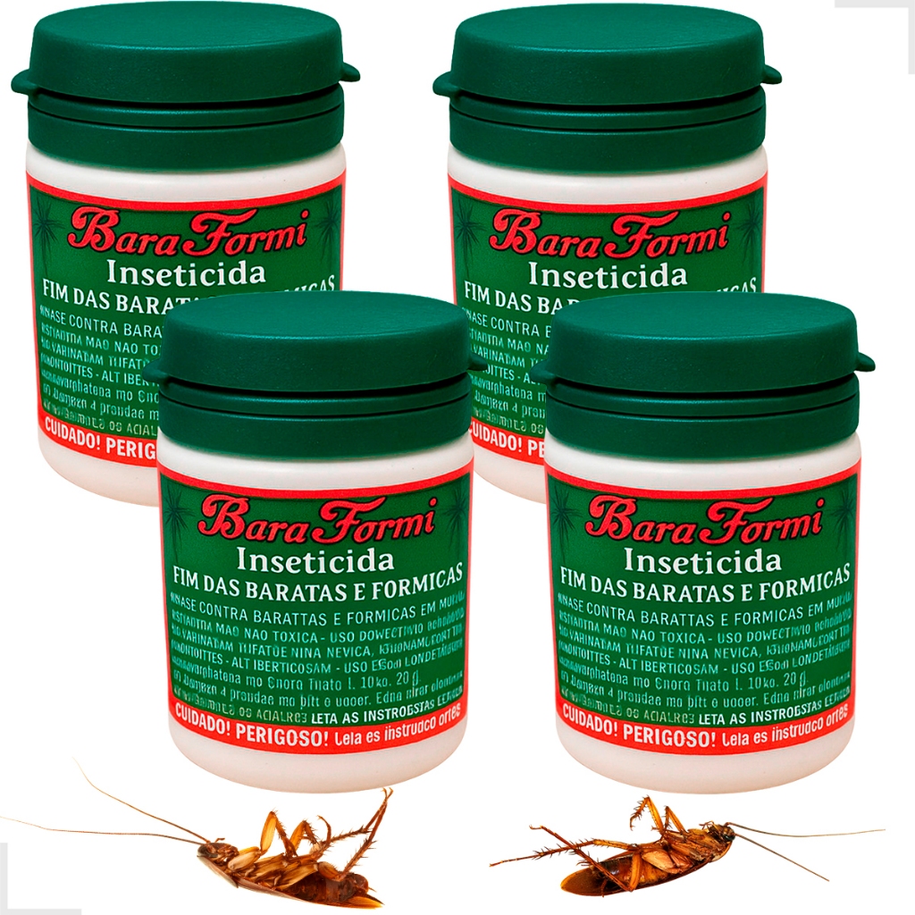 Kit 4 Veneno Mata Formigas Baratas Inseticida Bara Formi 10g