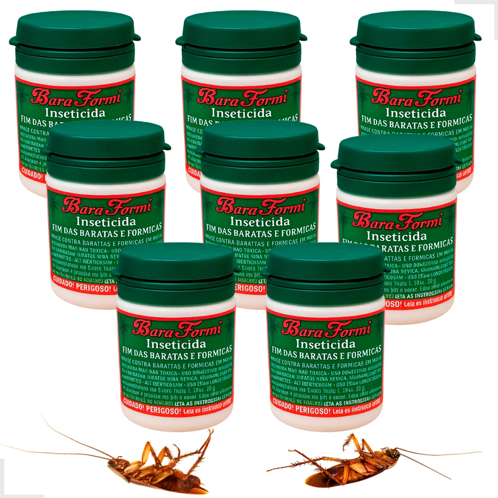 Kit 8 Veneno Mata Formigas Baratas Inseticida Bara Formi 10g