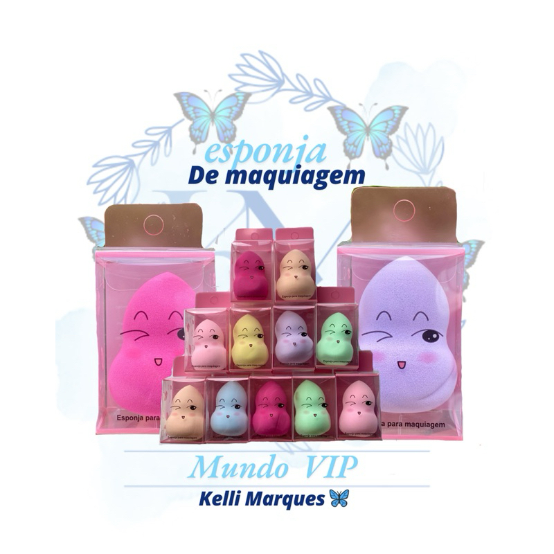Kit com 3/5/10 esponja para maquiagem/ Esponja rosto facial maquiagem Base e corretivo revenda atacado - Cores Sortidas