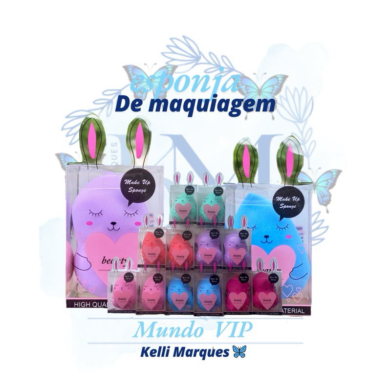 Kit com 3/5/10 Esponja para maquiagem/ Esponja rosto facial maquiagem Base e corretivo revenda atacado - Cores Sortidas