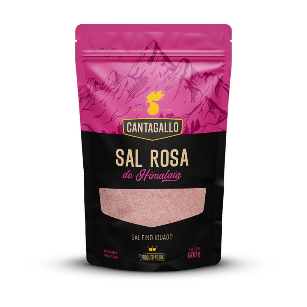 Sal Rosa do Himalaia Fino CantaGallo 500g - Sal Mineral Original Importado Saudável