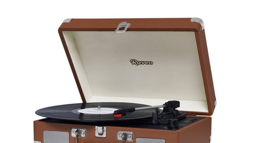 Vitrola Raveo Sonetto Chrome Retrô toca Discos Vinil marrom 110v/220 BT USB Gravação