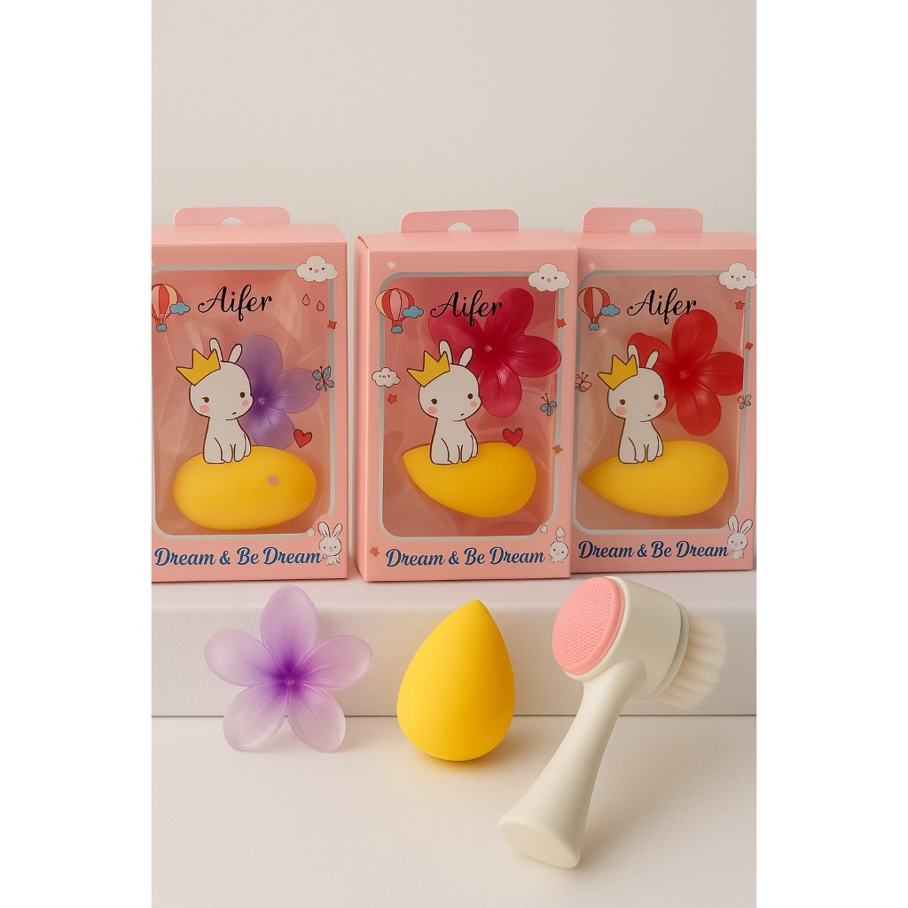 KIT LIMPADOR FACIL + ESPONJA DE MAQUIAGEM + PIRANHA DE FLOR - CAIXA COM 3 ITENS - PRESENTE - ESPONJA SKIN CARE - LIMPEZA