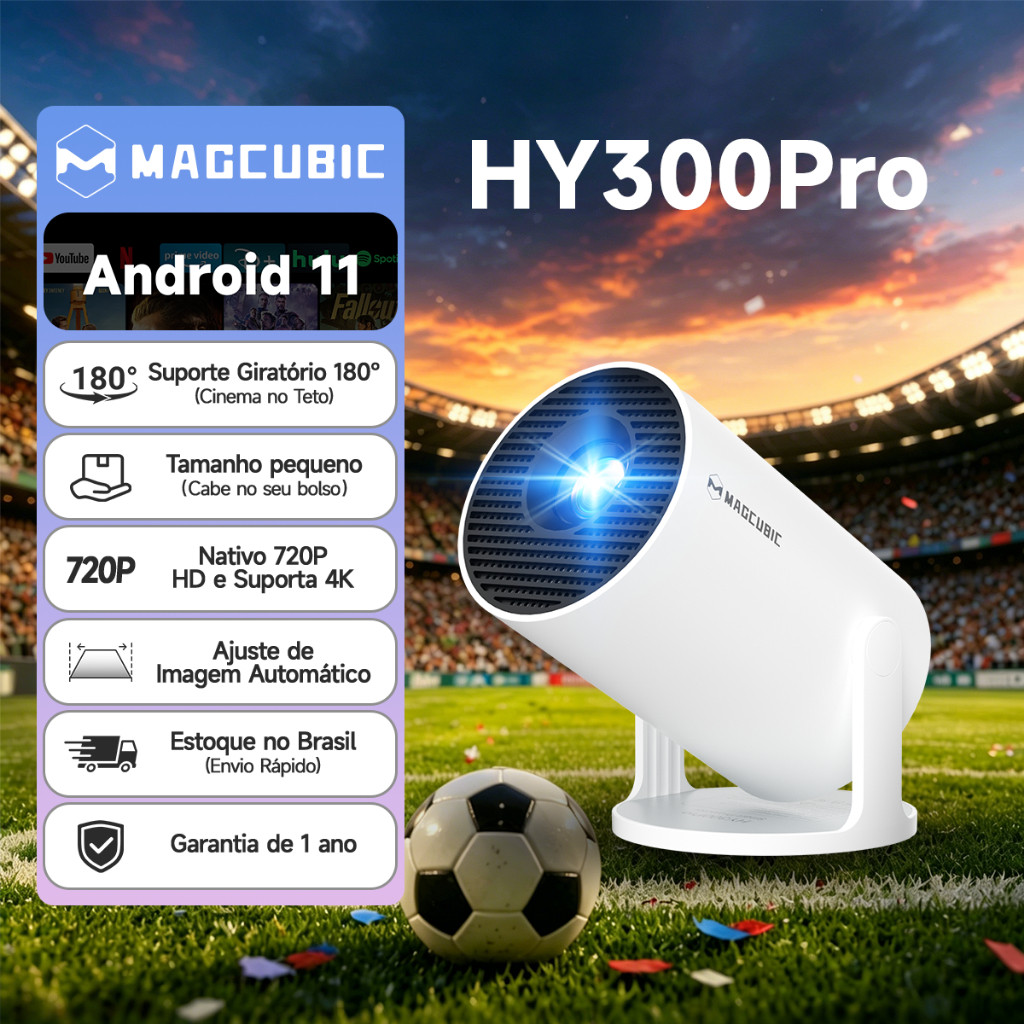Mini Projetor 4K HY300 Pro Magcubic Portátil Android 11