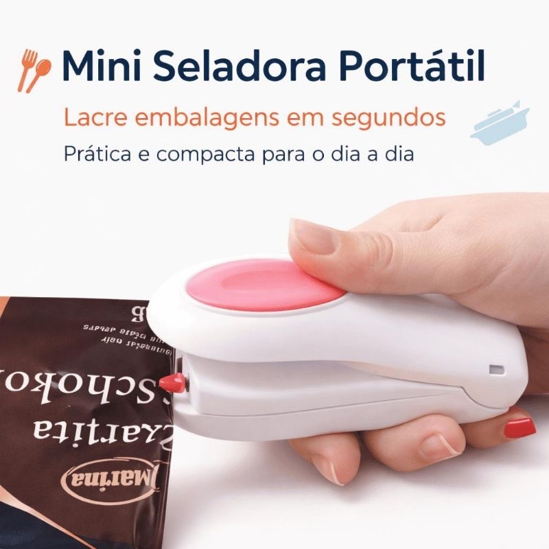 Mini Seladora Saco Plástico Portátil Seladora de Embalagem Lacradora de Pacotes Imã de Geladeira Selador Térmico