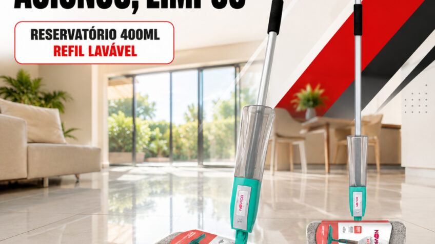 Mop Spray Fit Noviça Bettanin Rodo Mágico Microfibra Reservatório 400ml Limpeza Rápida Piso