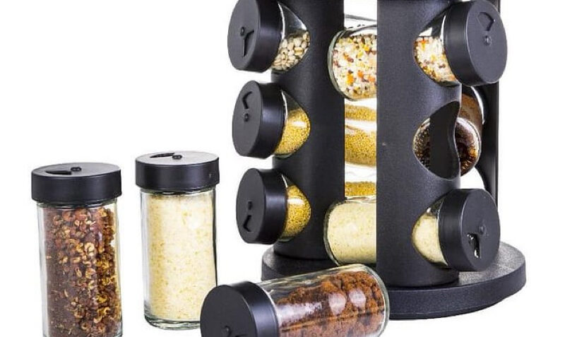 Porta-Tempero de Vidro 10 Peças Brinox Giratório Organizador Cozinha