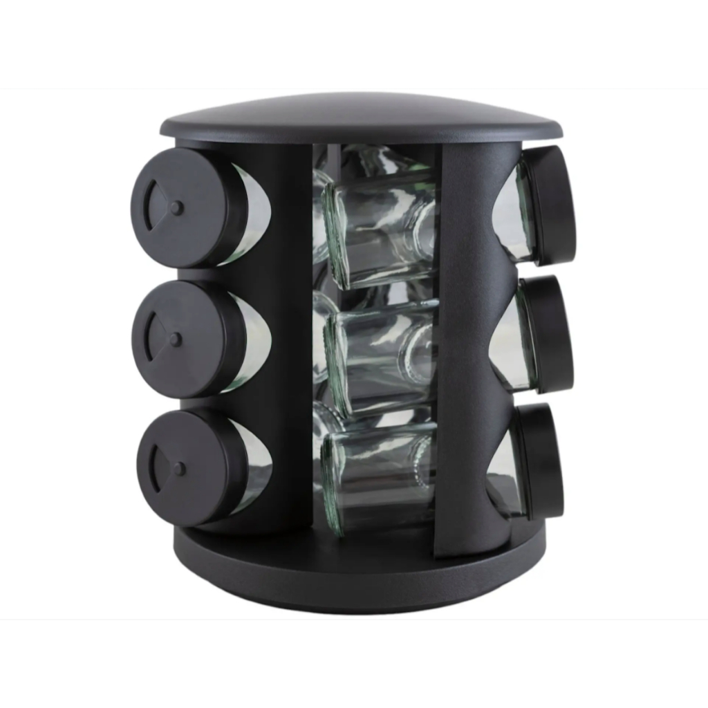 Porta-tempero de Vidro 10 Peças Brinox Lock & Stock Preto