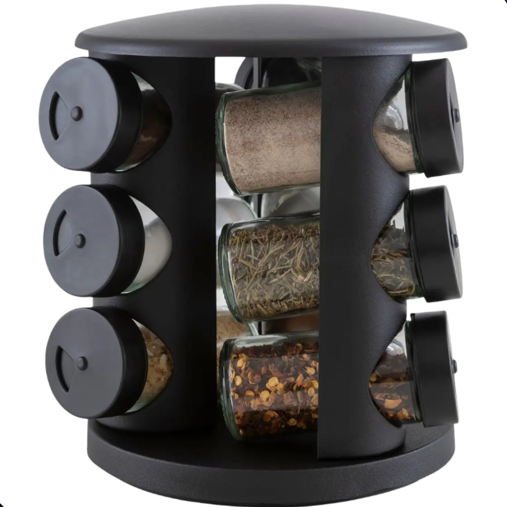 Porta Tempero De Vidro 10 Peças Brinox Lock & Stock Preto