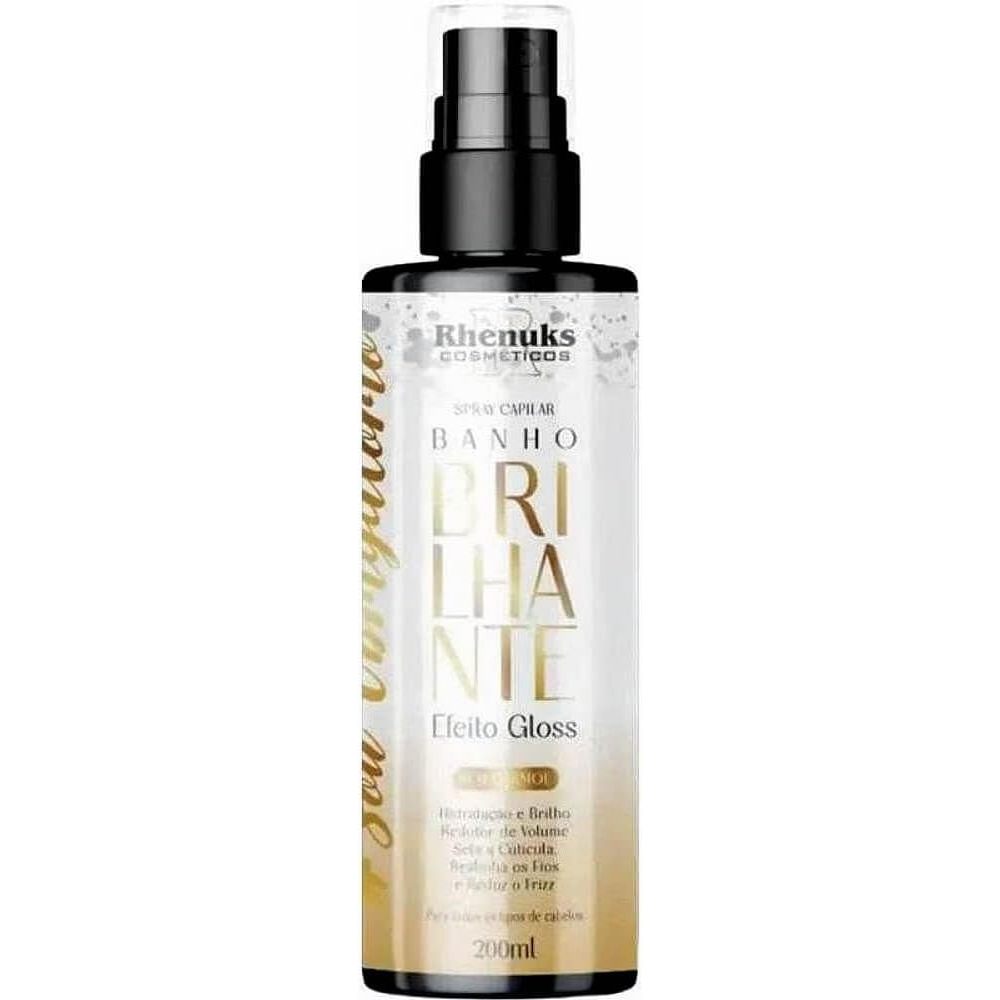 Protetor termico Spray capilar Rhenuks Banho Brilhante - Spray Efeito Gloss Multifuncional 200ml