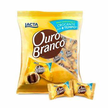 Pacote De Chocolate Bombom Ouro Branco Lacta - 1kg de 47 a 50 bombons por pacote