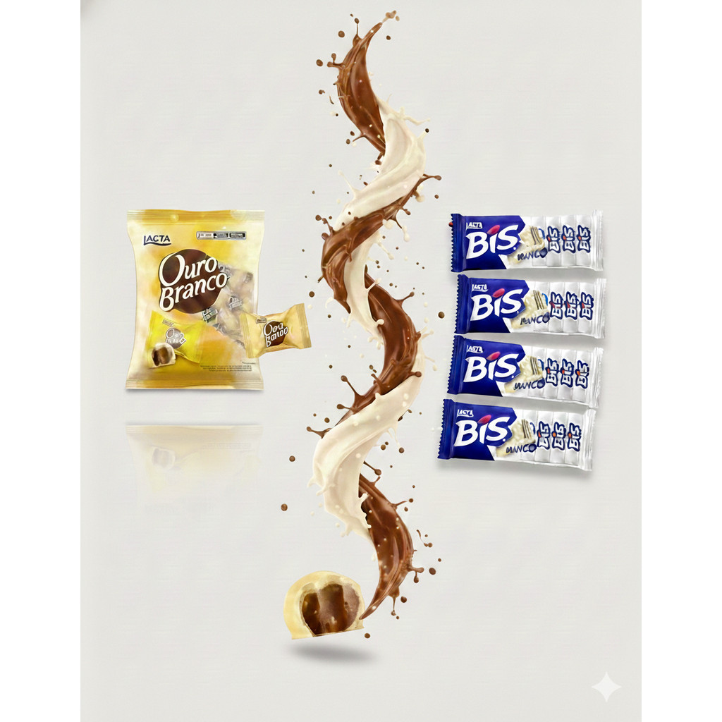 Pacote Ouro Branco 1kg e Chocolate Bis Branco 4 Unidades - Páscoa/ Lembranças
